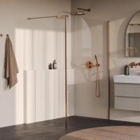 Brauer Oblivion - Inloopdouche - Helder Glas - 130 x 200 cm - met Zijwand 30 cm - incl. Glascoating - PVD Koper Geborsteld