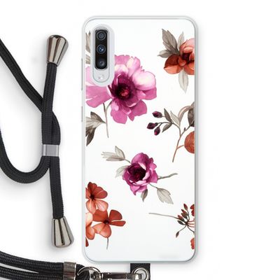 Geschilderde bloemen: Samsung Galaxy A70 Transparant Hoesje met koord