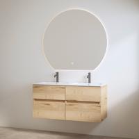 Duo Wastafel 2 Kraangaten met Onderkast Best Design Bora 120 cm Halifax Hout