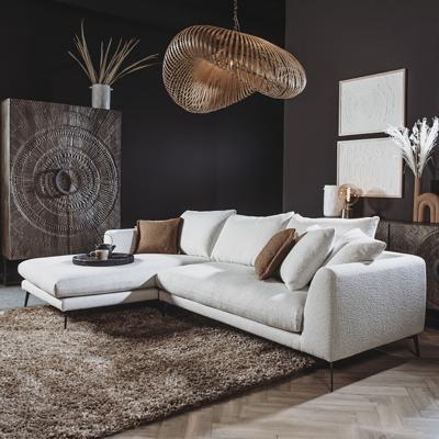 Tower Living 2,5-zits Loungebank 'Nottingham' Bouclé, Links, kleur Ivory