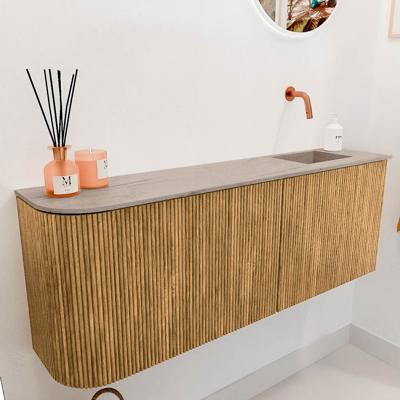 Toiletmeubel Mondiaz Joya Dlux | 111.6 cm | Meubelkleur Oak | Faye wastafel Saba Wasbak Rechts | Zonder kraangat(en)