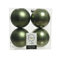 4x stuks kunststof kerstballen mos groen 10 cm glans/mat - Kerstbal - thumbnail