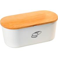 Kesper broodtrommel met houten snijplank deksel - wit - 18 x 34 x 14 cm - brooddoos