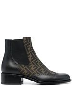 FENDI bottines en cuir à motif monogrammé - Noir