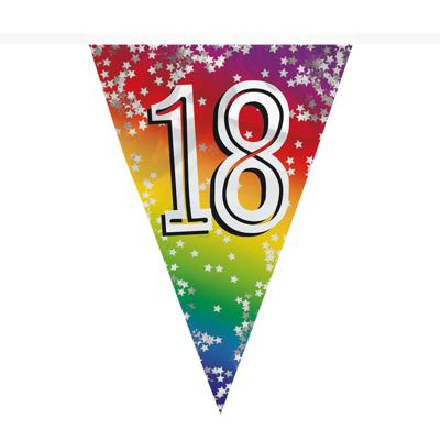 Boland Vlaggenlijn 18 jaar - 6 meter - glitter folie - slinger - 18e verjaardag versiering Boland Vlaggenlijn 18 jaar - 6 meter - glitter folie - slinger - 18e verjaardag versiering