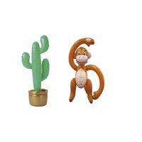 Opblaasbare tropische set cactus met aap - thumbnail