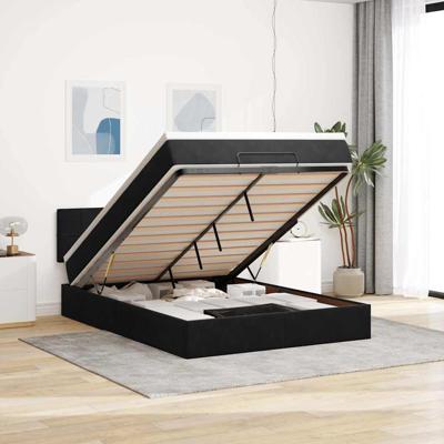 Ottoman bed met matras en LED's 140x190cm fluweel zwart