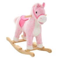 Hobbeldier paard 65x32x58 cm pluche roze - thumbnail