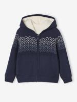 Sweater met capuchon gevoerd met sherpa voor jongens marineblauw