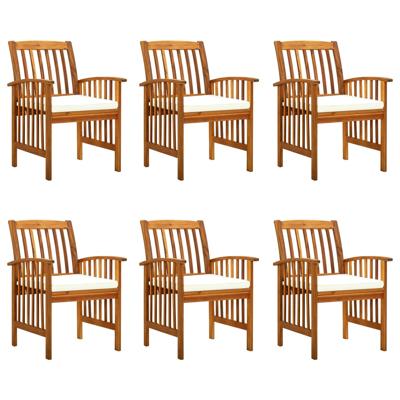 Tuinstoelen 6 stuks met kussens, massief acaciahout