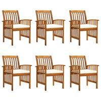 Tuinstoelen 6 stuks met kussens, massief acaciahout