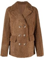 Yves Salomon veste croisée en peau lainée - Marron