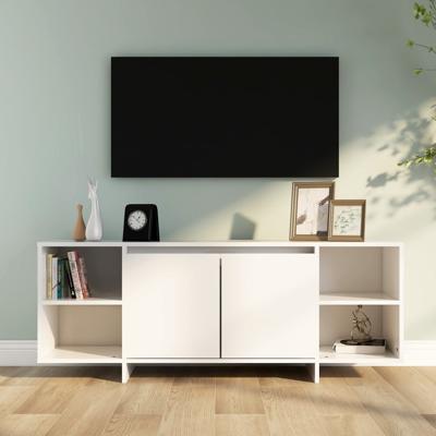 Tv-meubel 130x35x50 cm bewerkt hout wit