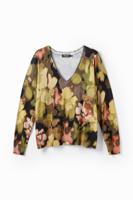 Oversized trui V-hals camouflage - GREEN - S