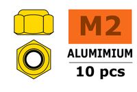 Zelfborgende zeskantmoer M2 "Goud", Aluminium (10st)
