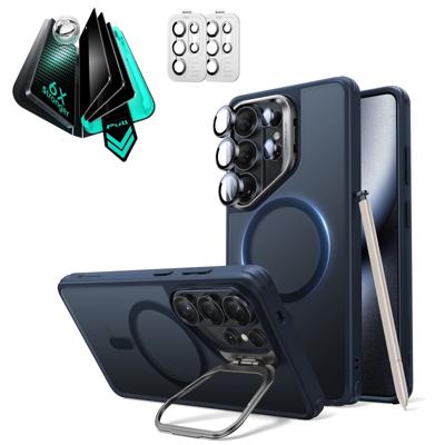 Galaxy S26 Ultra Bundle Classic Hybrid Magnetic Case (Stash Stand) and Armorite® Privacy Screen Protector - Frosted Blue