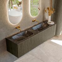 Badmeubel Mondiaz Kurve-Dlux | 175 cm cm | Meubelkleur Shadow | Wastafelkleur Lava | Solid surface | Dubbel / Links spoelbak | Zonder kraangat(en)