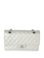 CHANEL Pre-Owned sac porté épaule pailleté Double Flap médium - Blanc