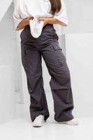 Malelions Parachute Broek Dames Donkergrijs - Maat M - Kleur: Donkergrijs | Soccerfanshop