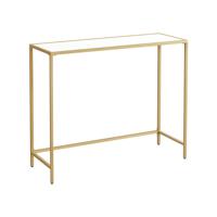 Consoletafel met stalen frame goudkleurig en wit