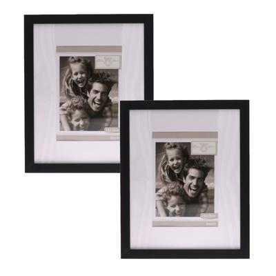 Fotolijstje Paris - 2x - 20 x 25 cm - zwart - met passe partout - 13 x 18 cm - hout