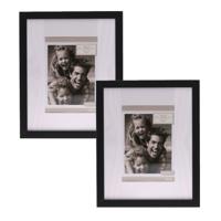 Fotolijstje Paris - 2x - 20 x 25 cm - zwart - met passe partout - 13 x 18 cm - hout