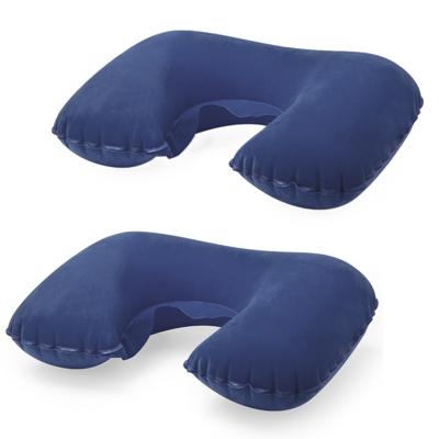 Nekkussen - 2x - Opblaasbaar - Blauw - 43 x 26,5 cm - Auto, Trein of Vliegtuig - Reiskussen