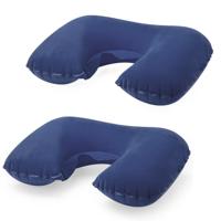 Nekkussen - 2x - Opblaasbaar - Blauw - 43 x 26,5 cm - Auto, Trein of Vliegtuig - Reiskussen