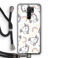 Rainbow Unicorn: Xiaomi Redmi 9 Transparant Hoesje met koord
