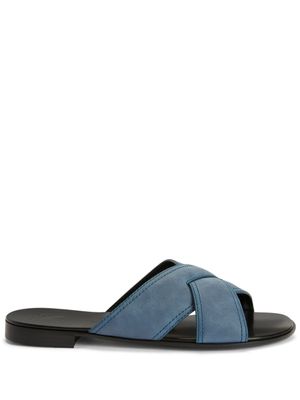 Giuseppe Zanotti claquettes Flavio en daim - Bleu