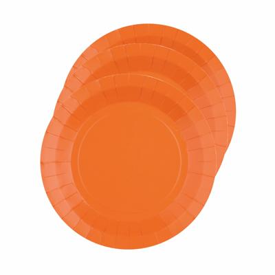 Feest gebaksbordjes - oranje - 10x - karton - 17 cm - rond - kartonnen feestbordjes