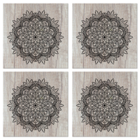 Onderzetters met texturen Zwarte mandala op het hout