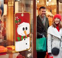Sticker kerstmis etiket sneeuwman