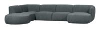 WOOOD Lounge U-Bank 'Polly' Links, Woven, kleur Blauw/Groen WOOOD Lounge U-Bank 'Polly' Links, Woven, kleur Blauw/Groen