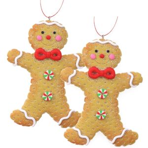 Kersthanger/ornament -gingerbread peperkoek mannetje -2x st- kunststof - 11 cm