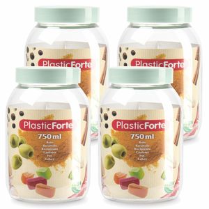 Voorraadpot/bewaarpot - 4x - 750 ml - kunststof - mint groen - B9 x H15 cm