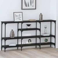Wandtafel met plank Zwart eiken 160 x 29 x 80 cm Bewerkt hout