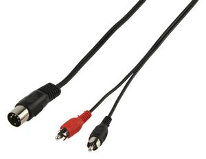 Valueline 5p DIN - 2xRCA 1.20m audio kabel 1,2 m 5-pin DIN Zwart