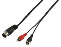 Valueline 5p DIN - 2xRCA 1.20m audio kabel 1,2 m 5-pin DIN Zwart