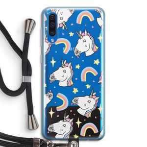 Rainbow Unicorn: Samsung Galaxy A50 Transparant Hoesje met koord