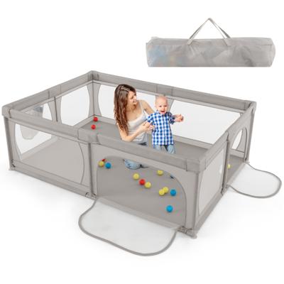 Babyhekje Inclusief 50 Ballen Voorzien van Ademend Gaas en Ritssluiting Geschikt voor Baby's en Peuters 206 x 147 cm-Lichtgrijs