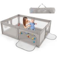 Babyhekje Inclusief 50 Ballen Voorzien van Ademend Gaas en Ritssluiting Geschikt voor Baby's en Peuters 206 x 147 cm-Lichtgrijs