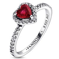 Pandora 198421C02 Ring Sparkling Red Elevated Heart zilver-zirconia-kristal wit-rood - thumbnail