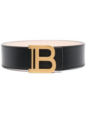 Balmain ceinture en cuir à plaque logo - Noir