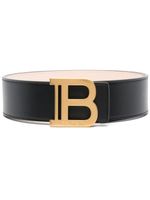 Balmain ceinture en cuir à plaque logo - Noir - thumbnail