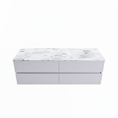 MONDIAZ VICA-DLUX 150cm badmeubel onderkast Cale 4 lades. Inbouw wastafel CLOUD rechts zonder kraangat, kleur Glace.
