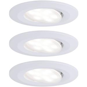 Paulmann LED-inbouwlamp voor badkamer Set van 3 stuks Wit (mat)