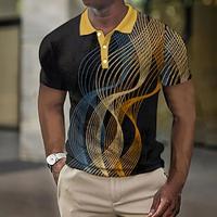 Lineair Sportkleding Zakelijk informeel Voor heren POLO Shirt Wafel poloshirt Korte mouw Buiten Straat Casual Zomer Lente Afdrukken Strijkijzer Zwart Polyester Wafelstof Lightinthebox