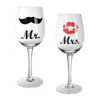 Mr & Mrs wijnglazen - 22,5 cm - 430 ml - Bruiloft cadeau - Huwelijk Mr & Mrs wijnglazen - 22,5 cm - 430 ml - Bruiloft cadeau - Huwelijk