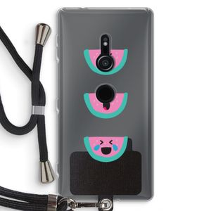 Smiley watermeloen: Sony Xperia XZ2 Transparant Hoesje met koord